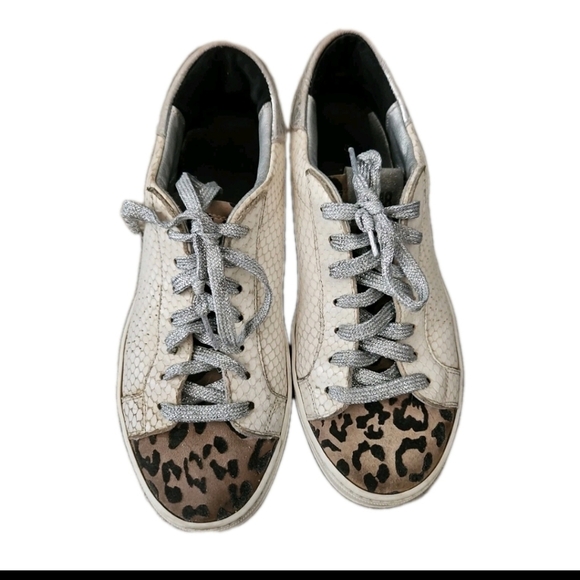 P448  Womens Thea Python Roccia White Leather Snake Print Designer Sneakers 38 - Picture 2 of 15
